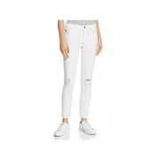 AG Adriano Goldschmied Womens Denim Frayed Hem Skinny Jeans Ivory 25