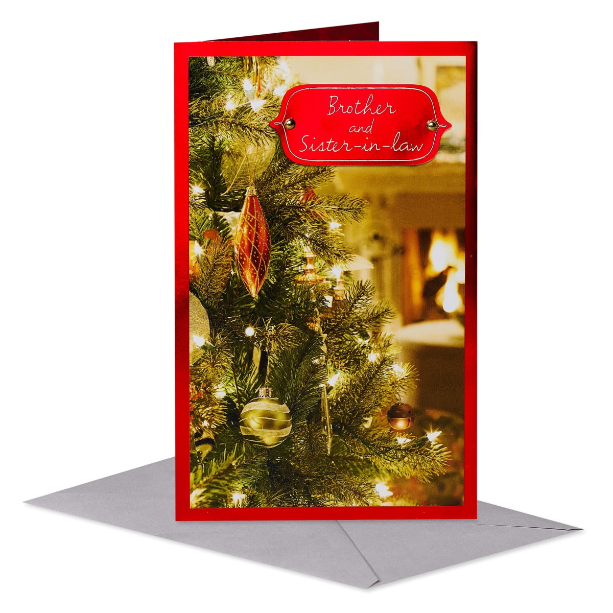 American Greetings Christmas Card for Brother + Sister-in-Law (Romantic Fireplace)