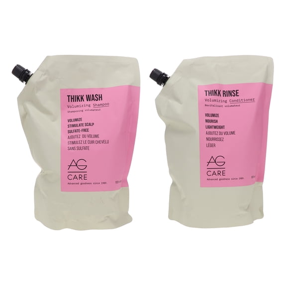 AG Care Thikk Wash Volumizing Shampoo 33.8 oz & Thikk Rinse Volumizing Conditioner 33.8 oz Combo Pack