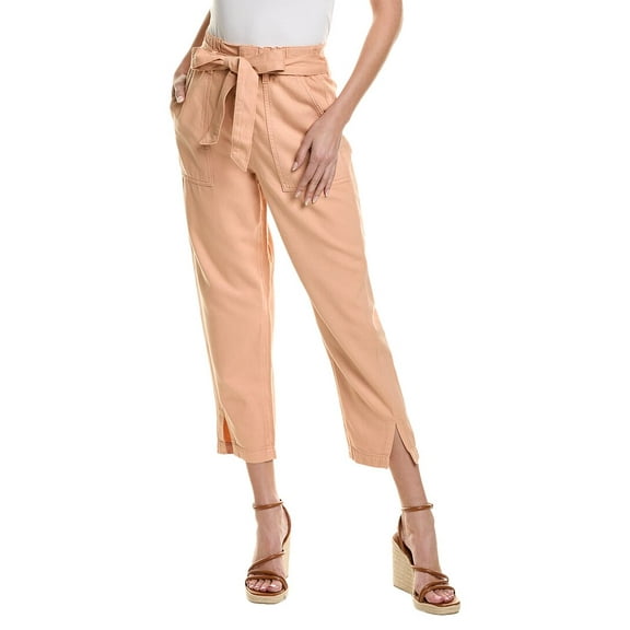 AG Jeans womens High-Rise Barrel Silk-Blend Paperbag Pant, 23, Pink