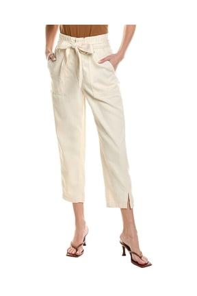 Jeans womens High-Rise Barrel Silk-Blend Paperbag Pant, 25, Beige