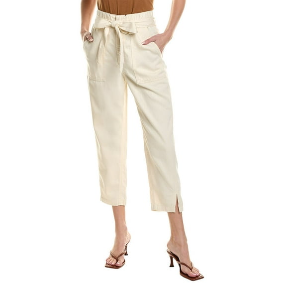 AG Jeans womens High-Rise Barrel Silk-Blend Paperbag Pant, 25, Beige