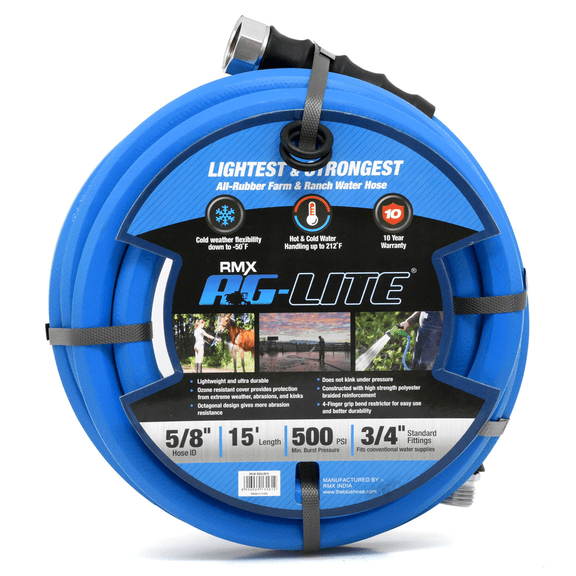 BluBird BSAL5815 AG-LITE 5/8" x 15' Hot/Cold Water Polyester Braided Rubber Hose