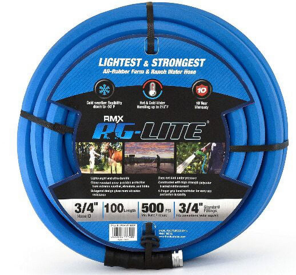 3/4-Inch X 100-Foot Farm & Ranch Rubber Garden Hose – Heavy Duty 300 PSI
