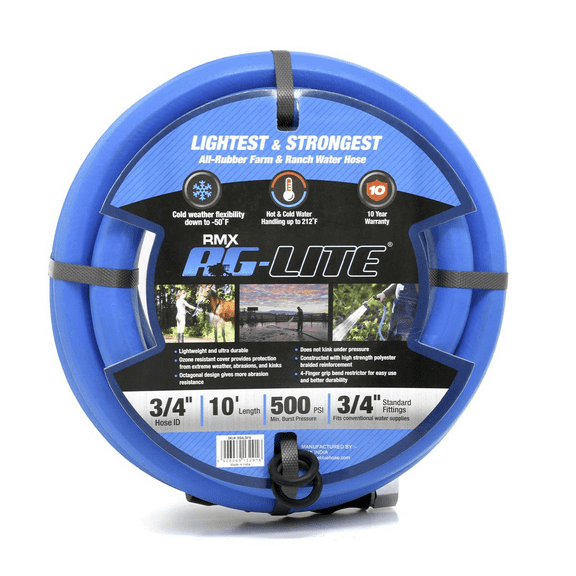 AG-Lite 3/4" x 10' Rubber Water Hose BluBird