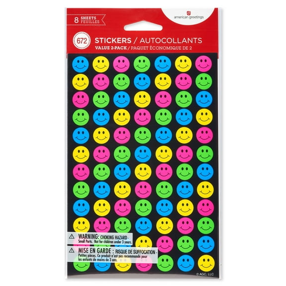 American Greetings Neon Smiley Face and Star Stickers (672-Count)