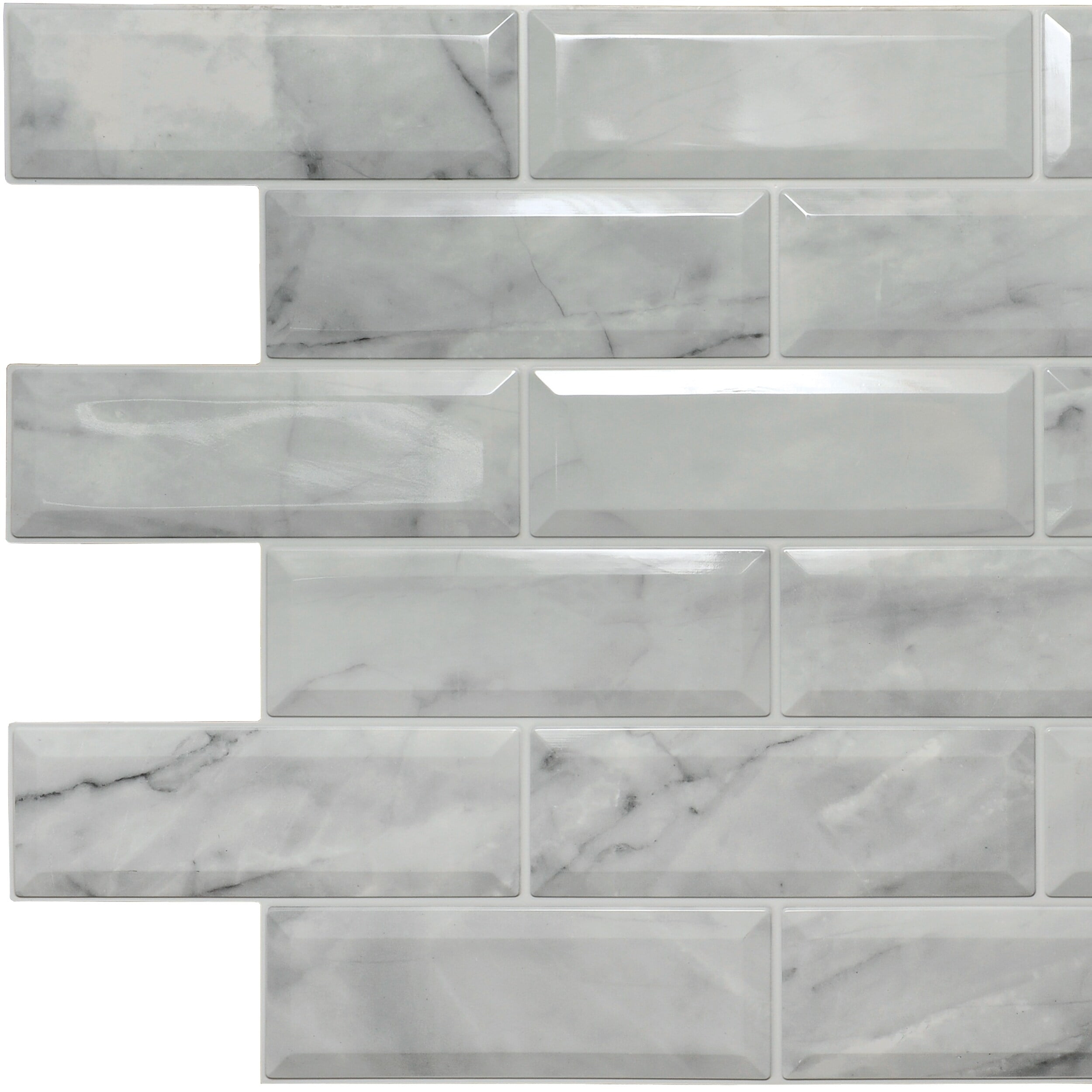 AG Trade Dundee Deco Off-White Marble Bricks PVC 3D Wall Panels, Decorative Wall Paneling 6.4 sq ft; 3.3' x 2'