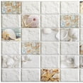 thumbnail image 1 of AG Trade Dundee Deco Shells Starfish Mosaic PVC 3D Wall Panels, Decorative Wall Paneling 25.6 sq ft; 38" x 19", Pack of 5, 1 of 4