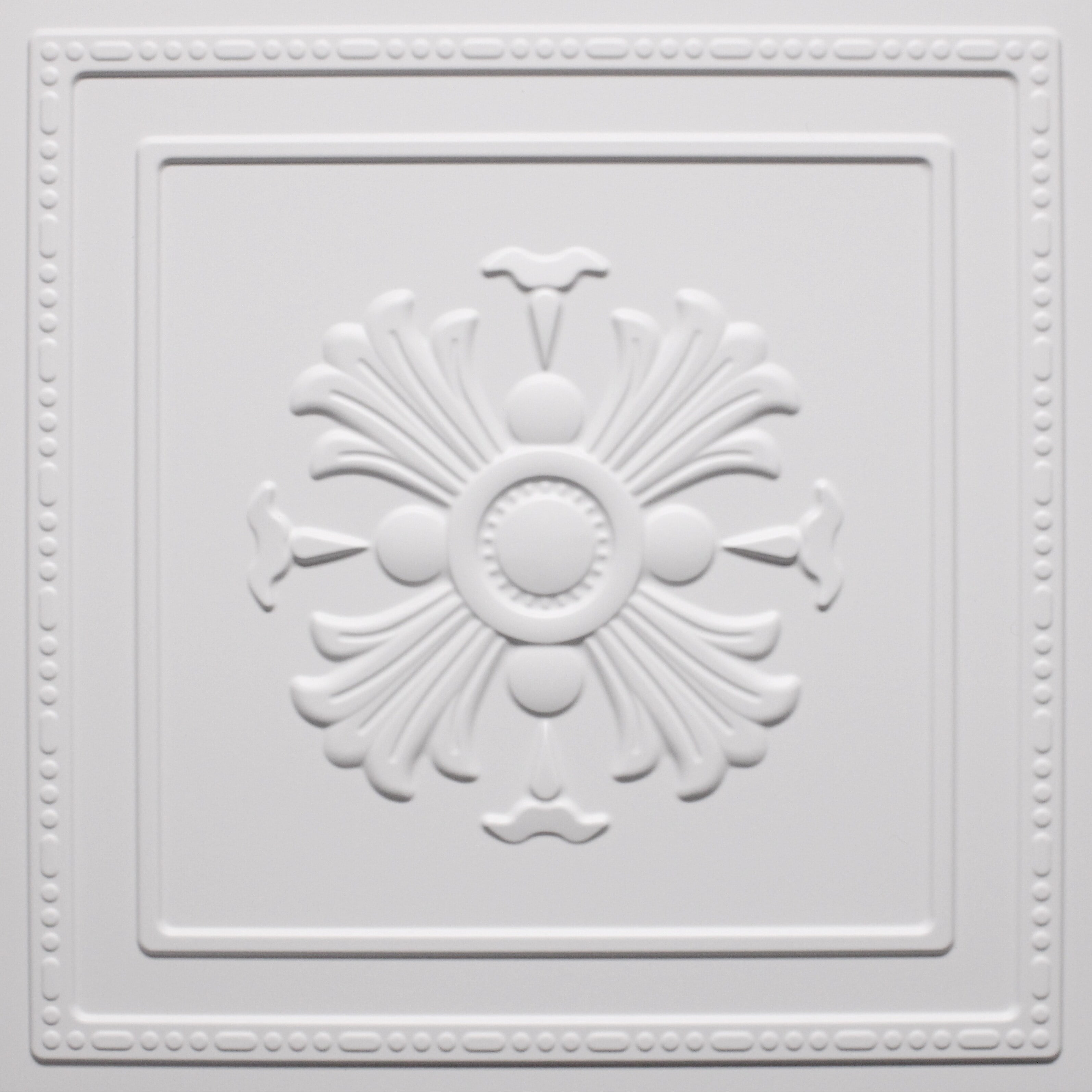 White Floral PVC 3D Decorative Wall Panel Sample, 9" x 9"