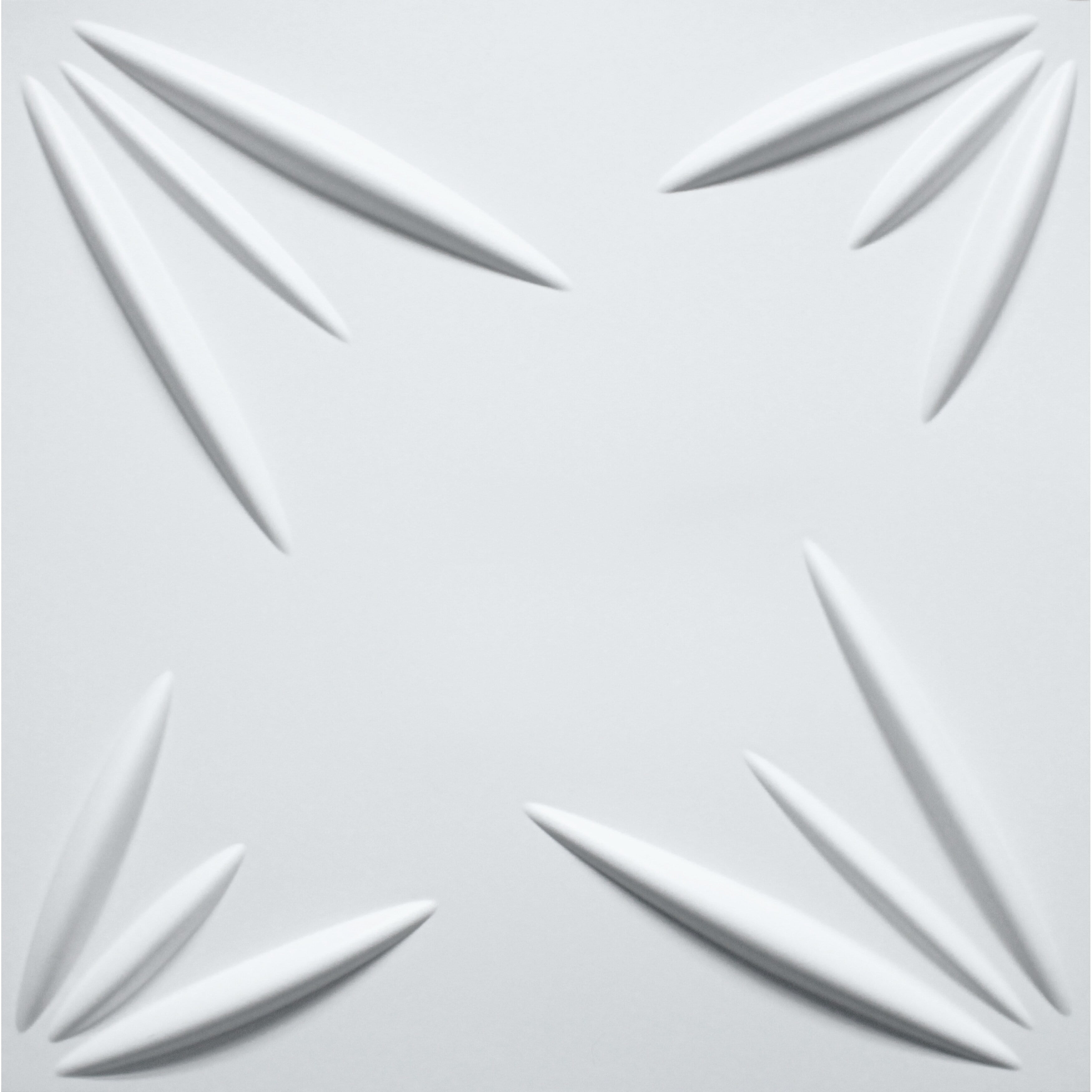 White Floral PVC 3D Decorative Wall Panel Sample, 9" x 9"