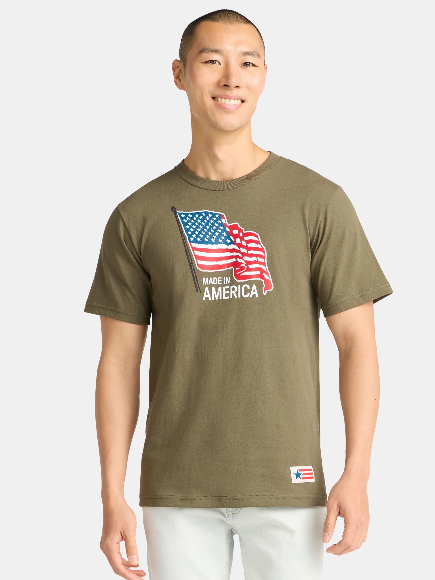 American Giant Unisex Patriotic USA Flag Cotton Tee Shirt, Men's Sizes XS-3XL