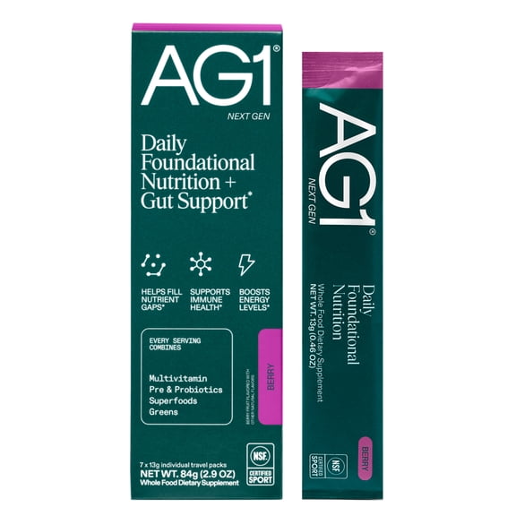 AG1 Next Gen All-in-One Powder Supplement, Berry Flavor, 7 Servings