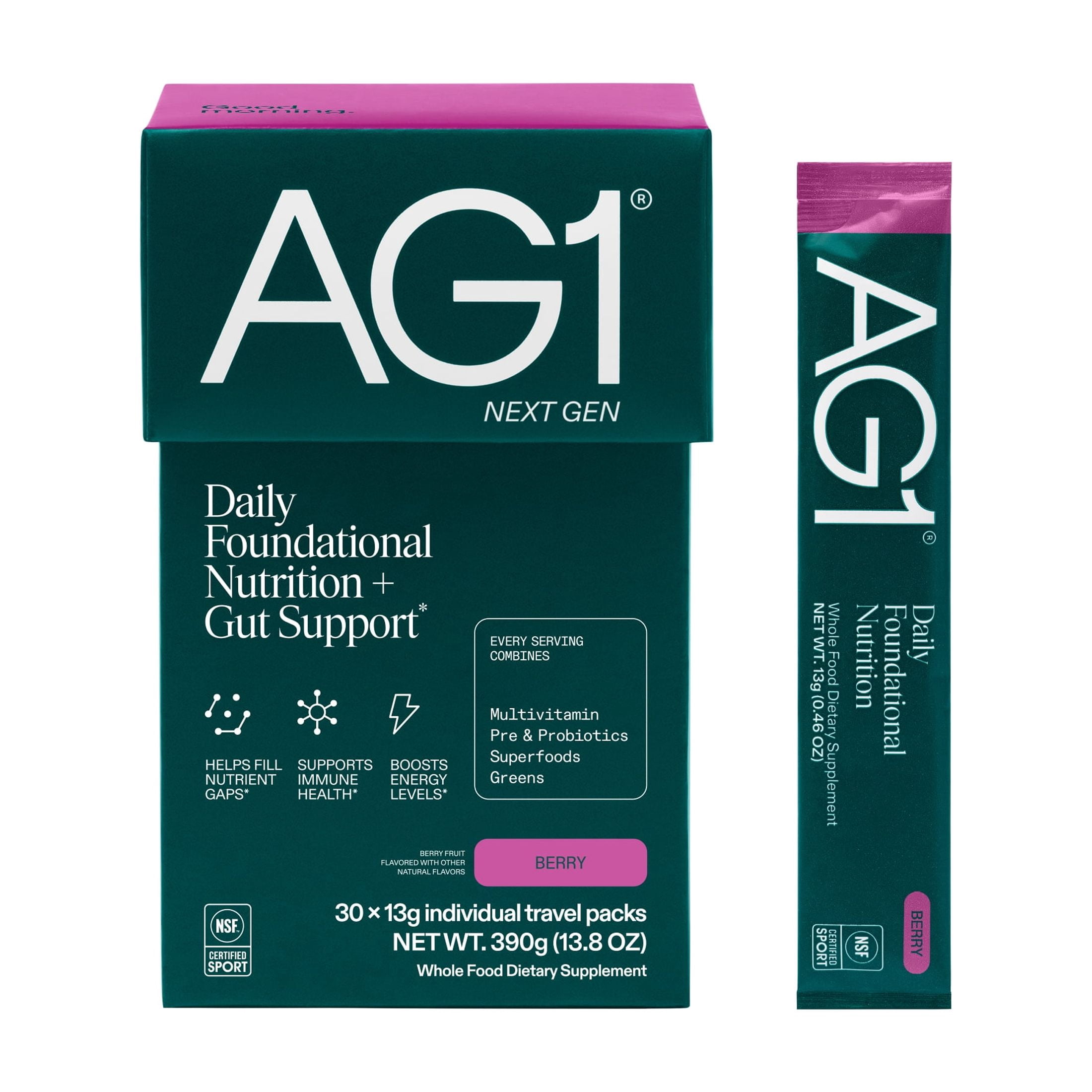 AG1 Next Gen All-in-One Powder Supplement, Berry Flavor, 30 Servings ...