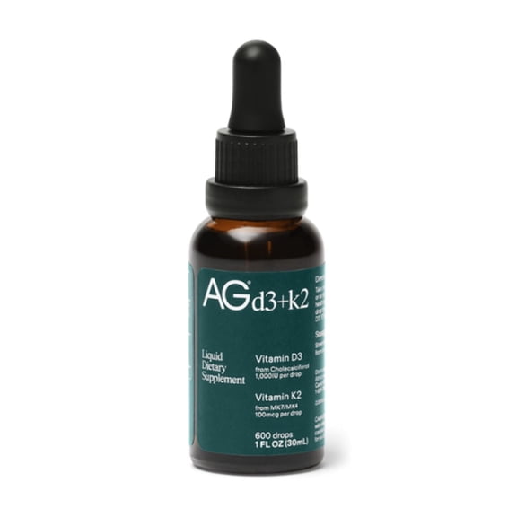 AG1 Vitamin D3 K2 Drops, 1000IU of Vitamin D3 and 100mcg of K2 per Serving, Supports Bone Density and Calcium Absorption (Athletic Greens)