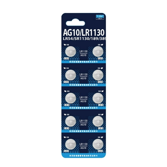 AG10 LR1130 Button Cell Batteries 10Pack Safe Materials LR1130Button Battery for Calculators Medicals equipments Use