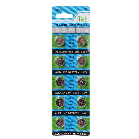 AG13 Alkaline Button Cell 1.55V A76 Batteries Coin Cell for Remote Controls, Camcorders, Electronic Games - 10 Counts