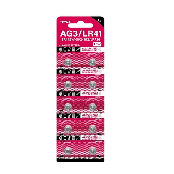 AG3 1.55V Button Batteries SR41 192 L736 384 SR41SW CX41 LR41 392 Cell Coin for Lamps Watches Cameras Clocks and More