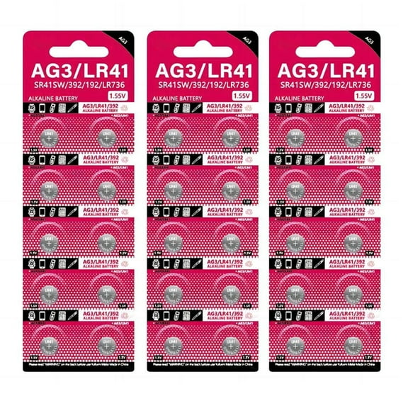 AG3 1.55V Button Batteries for LR41, AG3, 392, 357, SR41W, SR41SW Perfect for Watches, Calculators Lamps Small Devices