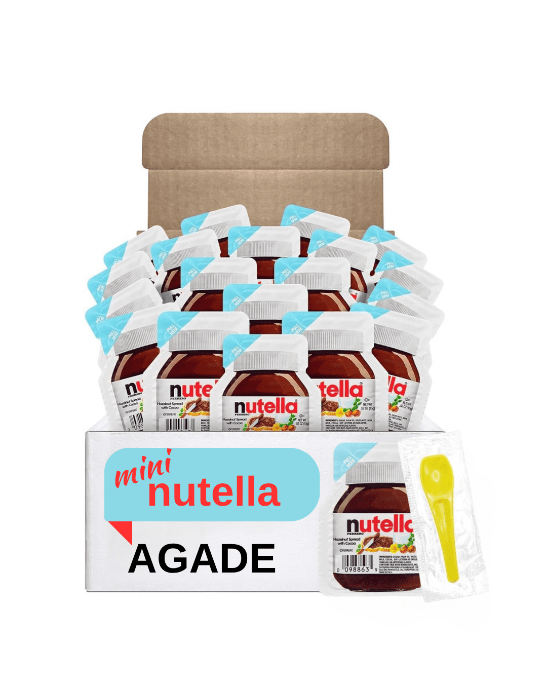 Nutella Chocolate Hazelnut Spread Mini Portion Snack Pack, 20 x 15g with spoon