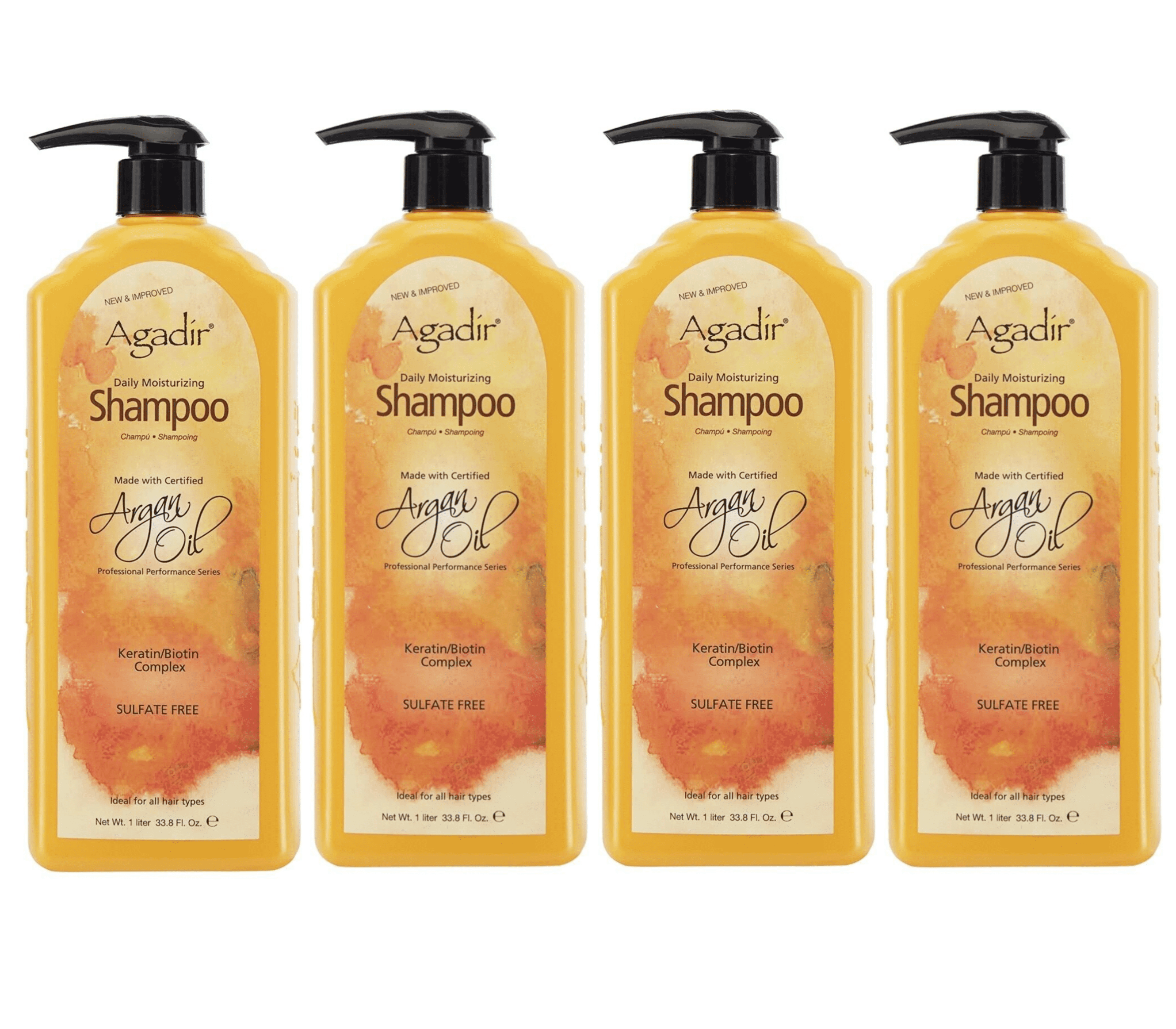 AGADIR Argan Oil Daily Moisturizing Shampoo, 33.8 Fl Oz (Pack of 4