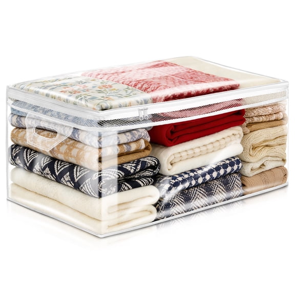 AGALI Jumbo 20-Gallon Clothing Storage Bag, Heavy-Duty Zipper & Clear Panel, Space-Saver for Comforters, Blankets, and Seasonal Clothes (1 Pack)