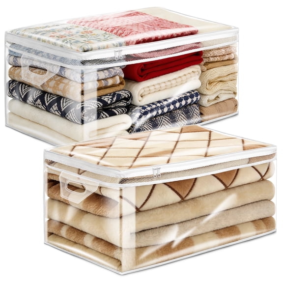 AGALI Jumbo 20-Gallon Clothing Storage Bag Jumbo Size, Heavy-Duty Zipper & Clear Panel, Space-Saver for Comforters, Blankets, and Seasonal Clothes (2 Packs)