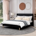 thumbnail image 1 of AGARTT Upholstered Platform Bed Frame Queen Size with Headboard and Footboard/Wooden Slats Support/No Box Spring Needed/Easy Assembly,Black Linen, 1 of 12