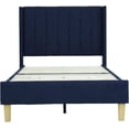 thumbnail image 1 of AGARTT Upholstered Platform Bed Frame Twin Size with Headboard and Footboard/Wooden Slats Support/No Box Spring Needed/Easy Assembly,Dark Blue Linen, 1 of 12