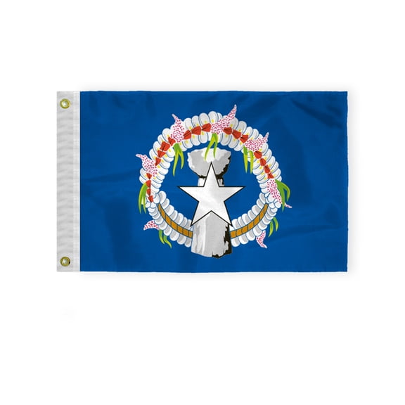 AGAS 12" x 18" Mini Northern Mariana Islands Flag Heavyweight Nylon Brass Grommets Double Stitched Edges Fade Resistant & Vivid Color Northern Mariana Boat Flag Northern Mariana Islands Nautical Flag