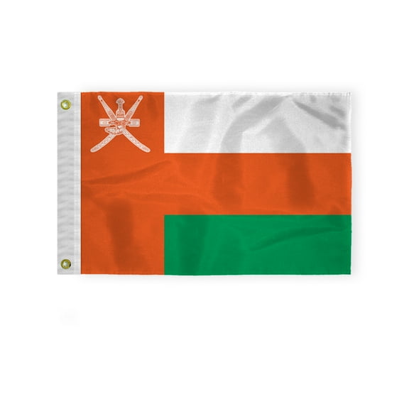 AGAS 12" x 18" Mini Oman Flag Heavyweight Nylon Brass Grommets Double Stitched Edges Fade Resistant & Vivid Color Omani Boat Flag Oman Nautical Flag