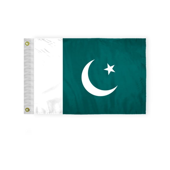 AGAS 12" x 18" Mini Pakistan Flag Heavyweight Nylon Brass Grommets Double Stitched Edges Fade Resistant & Vivid Color Pakistani PAK PK Boat Flag Pakistan Nautical Flag