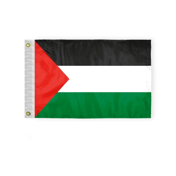 AGAS 12" x 18" Mini Palestine Flag Heavyweight Nylon Brass Grommets Double Stitched Edges Fade Resistant & Vivid Color Palestinian Boat Flag Palestine Nautical Flag