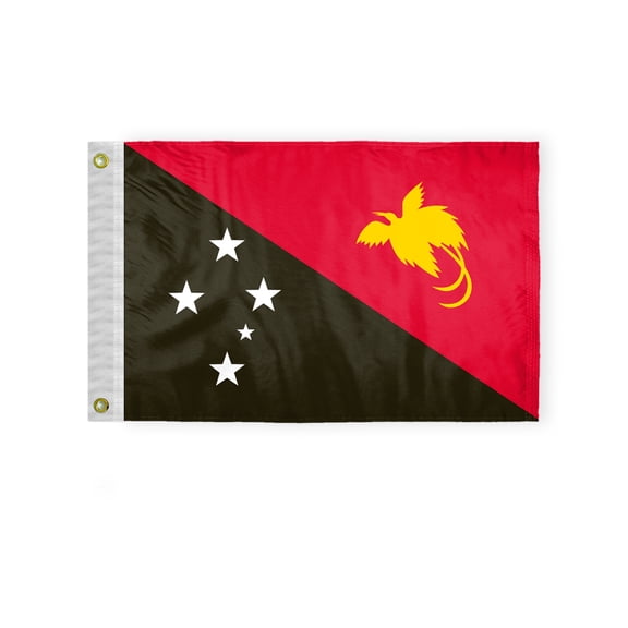 AGAS 12" x 18" Mini Papua New Guinea Flag Heavyweight Nylon Brass Grommets Double Stitched Edges Fade Resistant & Vivid Color Papuan Boat Flag Papua New Guinea Nautical Flag