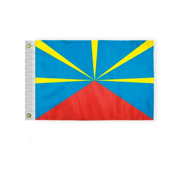 AGAS 12" x 18" Mini Reunion Flag Heavyweight Nylon Brass Grommets Double Stitched Edges Fade Resistant & Vivid Color French Region of La Reunion Boat Flag Reunion Nautical Flag