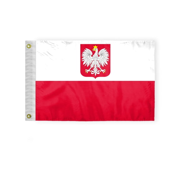 AGAS 12" x 18" Mini Poland State Ensign Flag Heavyweight Nylon Brass Grommets Double Stitched Edges Fade Resistant & Vivid Color Polish Boat Flag Poland State Ensign Nautical Flag