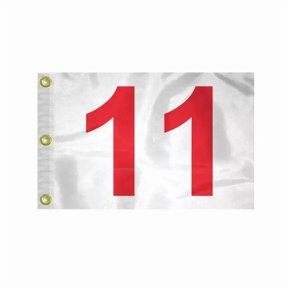 AGAS 14x20 inch Numbered Golf Flag with Grommets Numbered# 11, Red Text On White Background