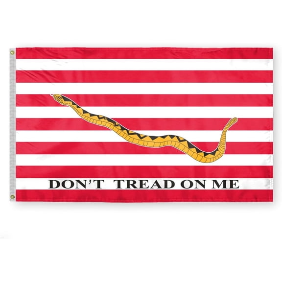 AGAS 1st Navy Jack Don't Tread On Me Printed Polyester Flag, 3 by 5-Feet - Navy Jack Naval Snake Tread On Me Patriot Tea Party