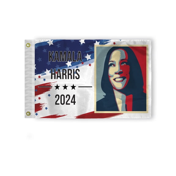 AGAS 2024 Kamala Harris Election Flag - 12X18 Inch - Blue & Red Wave Design - 200 Denier Nylon Durable and Vibrant for Kamala 2024 Support - Double-sided with reverse print on the back.