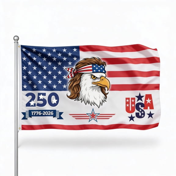 AGAS 250th Anniversary American Flag 3 x 5 ft Eagle Headband Design Polyester Outdoor Flag