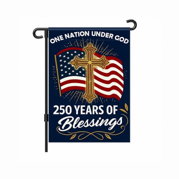 AGAS 250th Anniversary Garden Flag 12 x 18 inch 200D Nylon One Nation Under God (Without Pole)