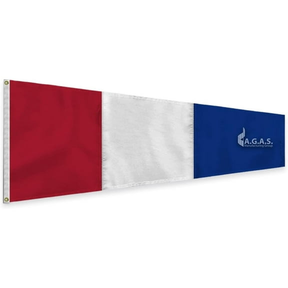 AGAS No 3 Pennant Code of Signals - 32 In x 6 Ft - Printed 200 Nylon - Quadruple Stitched Edges - Solid Brass Grommets Canvas Heading - Number 3 Signal Flag - Size 7.