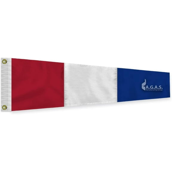 AGAS No 3 Pennant Code of Signals - 32 In x 9 Ft - Printed 200 Nylon - Quadruple Stitched Edges - Solid Brass Grommets Canvas Heading - Number 3 Signal Flag - Size 10.