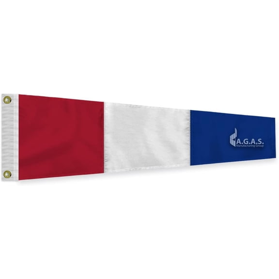 AGAS No 3 Pennant Code of Signals - 8 In x 2 Ft - Printed 200 Nylon - Quadruple Stitched Edges - Solid Brass Grommets Canvas Heading - Number 3 Signal Flag - Size 0.