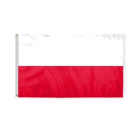 AGAS 3 x 5 Feet Poland Flag Heavyweight Nylon Brass Grommets Stitched Edges Fade Resistant & Vivid Colors Polish Flags Nylon with Canvas Header for Outside 3 X 5 Ft
