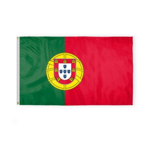 AGAS 3 x 5 Feet Portugal Flag Heavyweight Nylon Brass Grommets Stitched Edges Fade Resistant & Vivid Colors Portuguese Flags Nylon with Canvas Header for Outside 3 X 5 Ft