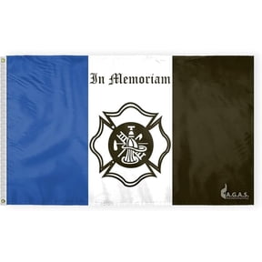 AGAS 3'x5' Ft Firefighter Mourning Flag, Civilian Service Flags-Printed on Economy Polyester, With Epoly Header & 2 Plated Grommets