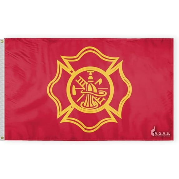 AGAS 3'x5' Ft Firefighters Flag Civilian Service Flags-Printed on 200-Denier Nylon, With Canvas Header & 2 Anti-Rust Brass Grommets