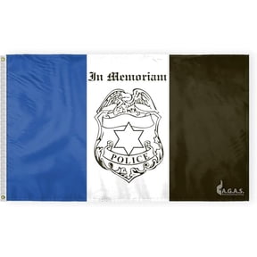 AGAS 3'x5' Ft Police Mourning Flag, Law Enforcement in Memoriam Flag, Civilian Service Flags-Printed on Economy Polyester, With Epoly Header & 2 Plated Grommets