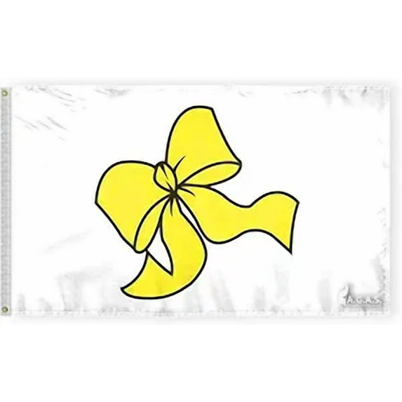 AGAS 3'x5' Ft Yellow Ribbon Flag, Support our Troops Flag, Civilian Service Flags-Printed on 200-Denier Nylon, With Canvas Header & 2 Anti-Rust Brass Grommets