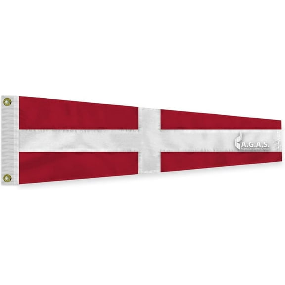 AGAS No 4 Pennant Code of Signals - 32 In x 9 Ft - Printed 200 Nylon - Quadruple Stitched Edges - Solid Brass Grommets Canvas Heading - Number 4 Signal Flag - Size 10.